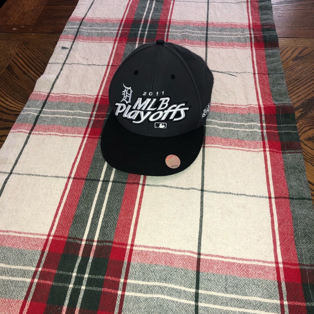 2011 MLB Playoffs Postseason White Black Snapback Hat Detroit Tigers